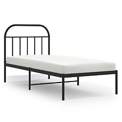 vidaXL Cadre de lit métal sans matelas avec tête de lit noir 90x200 cm