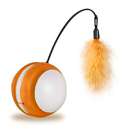 Universal Jouet interactif pour chat, boule plus plume, mode de fonctionnement irrégulier, flash LED, flash amusant, son multiforme, couleur, matériau de sécurité | Jouet pour chat (orange)