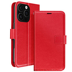 Mayaxess Étui pour iPhone 16 Pro Max Portefeuille avec Dragonne Rouge