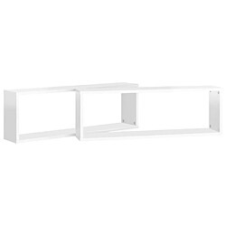 Maison Chic Lot de 2 Étagère cube murale,Etagère de rangement flottante Blanc brillant 80x15x26,5cm Aggloméré -MN31734 pas cher