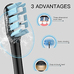 Acheter Universal Brosse à dents électrique à 16 modes sonore 5 têtes de brosse de remplacement ultrasons USB rechargeable course électronique intelligente brossage des dents | Brosse à dents électrique