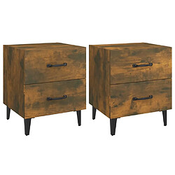 Maison Chic Lot de 2 Tables de chevet - Tables de Nuit Chêne fumé 40x35x47,5 cm