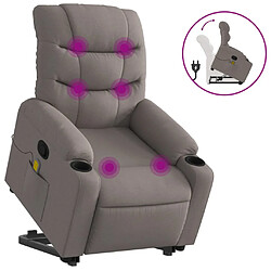 vidaXL Fauteuil inclinable de massage Taupe Tissu