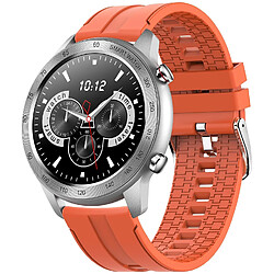 Chrono Chronus Smartwatch Hommes, Montre-Bracelet Intelligente Hommes Fitness Tracker Montre Connectée Ronde IP68 Montre Fitness Étanche Hommes avec Moniteur de Fréquence Cardiaque Podomètre Montre de Sport Portable Compatible iOS Android(Orange)