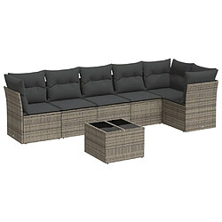 vidaXL Salon de jardin avec coussins 7 pcs gris résine tressée