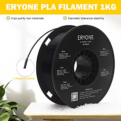 Acheter None Filament PLA ERYONE pour imprimante 3D 1,75 mm Tolérance 0,03 mm 1 kg (2,2 lbs)/bobine - Noir de jais