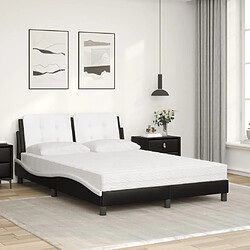 Avis Vidaxl Lit avec matelas noir et blanc 140x190 cm similicuir