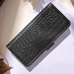 Avizar Étui Cuir pour Samsung Galaxy S24 Portefeuille RFID Motif Crocodile Noir pas cher