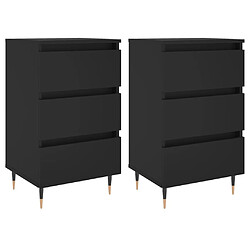 vidaXL Tables de chevet 2 pcs noir 40x35x69 cm bois d’ingénierie