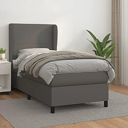 vidaXL Sommier à lattes de lit avec matelas Gris 90x190 cm Similicuir 