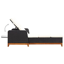 Acheter Helloshop26 Transat chaise longue bain de soleil lit de jardin terrasse meuble d'extérieur résine tressée et bois d'acacia massif noir 02_0012919