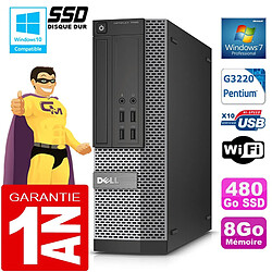 PC DELL 7020 SFF Intel G3220 Ram 8Go Disque 480 Go SSD Graveur DVD Wifi W7 - Occasion