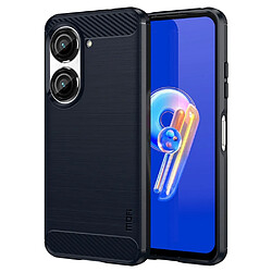 Coque en TPU MOFI surface brossée, texture fibre de carbone, anti-chutte pour votre Asus Zenfone 9 5G - bleu