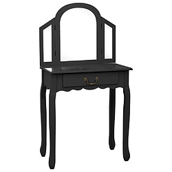 vidaXL Coiffeuse et tabouret Noir 65x36x128 cm Bois de paulownia MDF