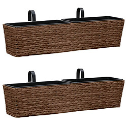 vidaXL Pots de fleurs 2 pcs jacinthe d'eau marron