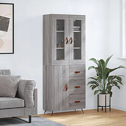 vidaXL Buffet haut Sonoma gris 69,5x34x180 cm Bois d'ingénierie