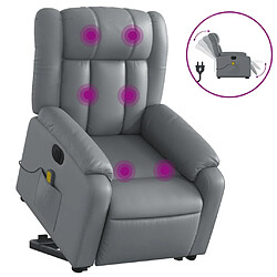 Maison Chic Fauteuil Relax pour salon, Fauteuil inclinable de massage électrique gris similicuir -GKD54755