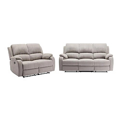 Vente-Unique Canapé 3 places et 2 places relax en microfibre gris clair BRODY