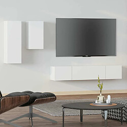 Maison Chic Ensemble de meubles TV 4 pcs | Banc TV Moderne pour salon | Meuble de Rangement - Blanc Bois d'ingénierie -MN31915