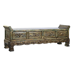 Pegane Banquette en bois orme vieilli - longueur 179 x Profondeur 43 x hauteur 58 cm