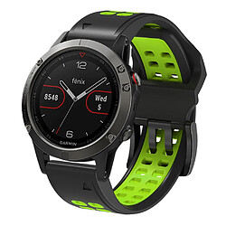 Bracelet en silicone deux rangées de trous, bicolore, attache rapide, 22mm, noir/vert pour votre Garmin Fenix 7/Epix