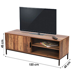 Avis Toilinux Meuble TV Joya avec 1 porte et 2 niches de rangement - Bois foncé et noir