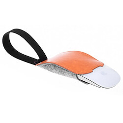 Wewoo Housse protection Souris Orange pour Apple Magic Mouse 2 Style Européen Portable Sac De Stockage Antipoussière PU Cuir Laine Feutre De