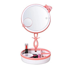 Wewoo Miroir Multi-fonction Chat Mignon Écran Tactile Capteur de Corps Humain USB Charge LED de Maquillage Lampe de Bureau Ambiance Lumière avec Boîte de Rangement et Loupe, Distance: 30-60cm, DC 5V