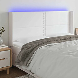 Maison Chic Tête de lit scandinave à LED,meuble de chambre Blanc 163x16x118/128 cm Similicuir -MN20654