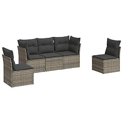 Maison Chic Salon de jardin 5 pcs avec coussins | Ensemble de Table et chaises | Mobilier d'Extérieur gris résine tressée -GKD33494