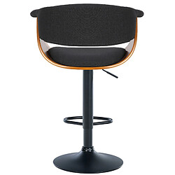 Acheter Decoshop26 Tabouret de bar design moderne siège réglable en hauteur et pivotant en tissu noir coque en bois noyer et métal noir 10_0005453