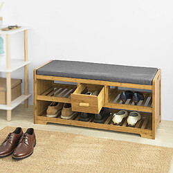 SoBuy FSR75-N Étagère à Chaussures avec tiroir, Banquette Siège pour chausser