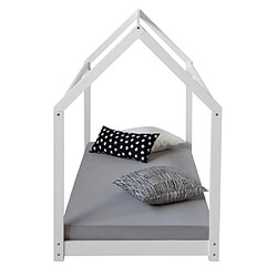 Homestyle4U Lit cabane enfant 80 x 160 cm blanc