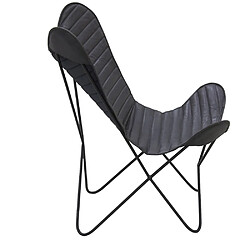 Avis Aubry Gaspard Fauteuil Butterfly en cuir noir.