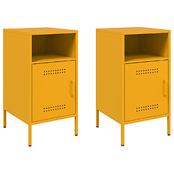 vidaXL Tables de chevet 2 pcs jaune moutarde 36x39x68 cm acier