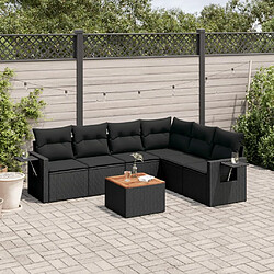 Maison Chic Salon de jardin 7 pcs avec coussins | Ensemble de Table et chaises | Mobilier d'Extérieur noir résine tressée -GKD24736