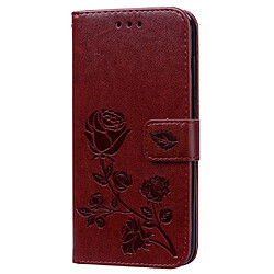 Wewoo Housse Coque Étui en cuir PU à rabat horizontal relief rose pour Huawei Honor 8S / Y5 2019avec support et fentes cartes et portefeuille marron