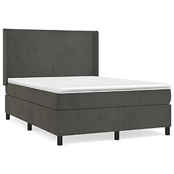 Maison Chic Lit Adulte - Lit simple Lit à sommier tapissier et matelas moelleux - Meuble de Chambre - Gris foncé 140x200cm Velours -MN22352