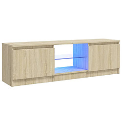 vidaXL Meuble TV avec lumières LED chêne sonoma 120x30x35,5 cm