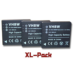 vhbw set 3 batteries 600 mAh appareil photo-caméscope Lumix DMC-FX30, DMC-FX33, DMC-FX35, DMC-FX37, DMC-FX500, DMC-FX55, DMC-FS3, DMC-FS5, DMC-FS20