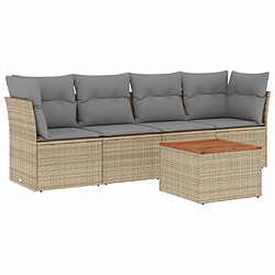 Maison Chic Salon de jardin avec coussins 5 pcs | Ensemble de Table et chaises | Mobilier d'Extérieur beige résine tressée -GKD56911