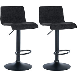 Decoshop26 Lot de 2 tabourets de bar design simple avec repose-pieds en tissu noir pieds en métal noir 10_0004054