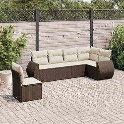 vidaXL Salon de jardin avec coussins 6 pcs marron résine tressée