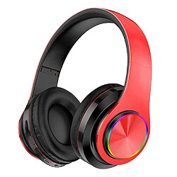 Casque Sport Bluetooth Sans Fil Casque Rechargeable FM TF Rouge + Noir