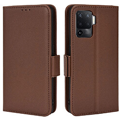 Etui en PU texture litchi avec support, marron pour votre Oppo A94 4G/F19 Pro 4G/Reno5 F 4G/Reno5 Lite