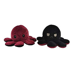 RedMiter Peluche poulpe réversible double face 20 cm - bordeaux + noir