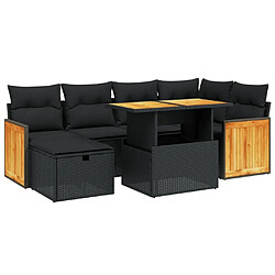 Maison Chic Ensemble Tables et chaises d'extérieur 7pcs avec coussins,Salon de jardin noir résine tressée -GKD303773