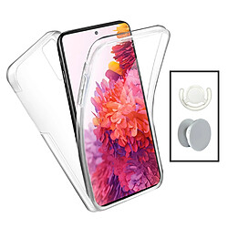 PHONECARE Kit Coque 3x1 360° Impact Protection + 1 GripHolder + 1 Support GripHolder Blanc pour Xiaomi Poco X4 NFC - Transparent/Blanc