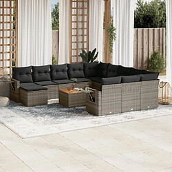 Maison Chic Salon de jardin avec coussins 13 pcs, Ensemble Tables et chaises de jardin, gris résine tressée -GKD333367