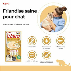 Avis INABA Churu - Friandises pour Chats en purée au Thon & Flocons de bonite - 4 Tubes x 14g - Délicieux Snacks pour Félins - Texture Lisse et Onctueuse - Nourriture pour Chats